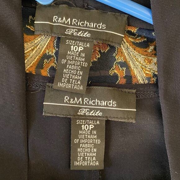 R&M Richards sz 10P‎ paisley print navy metallic gold dress and jacket - Picture 11 of 13